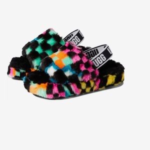 UGG Fluff Yeah Slide Sandal
in color Black / Checkered Multicolor NEW w/o box